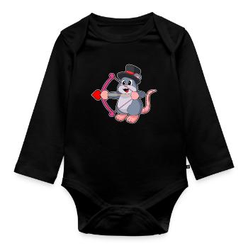 Mariage avec le grand chapeau de marié souris - Body Bébé bio manches longues - noir - Devant