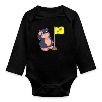 Drapeau taupe - Body Bébé bio manches longues - noir - Devant