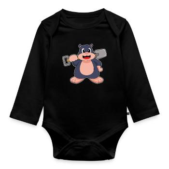 Minage de la pelle des mineurs de taupe - Body Bébé bio manches longues - noir - Devant