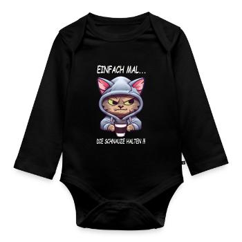 Einfach mal - die Schnauze halten Kaffee Spruch - Baby Bio-Langarm-Body - Schwarz - Vorne