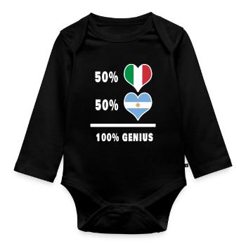 Drapeaux 100% géniaux de l’Argentine et de l’Italie - Body Bébé bio manches longues - noir - Devant