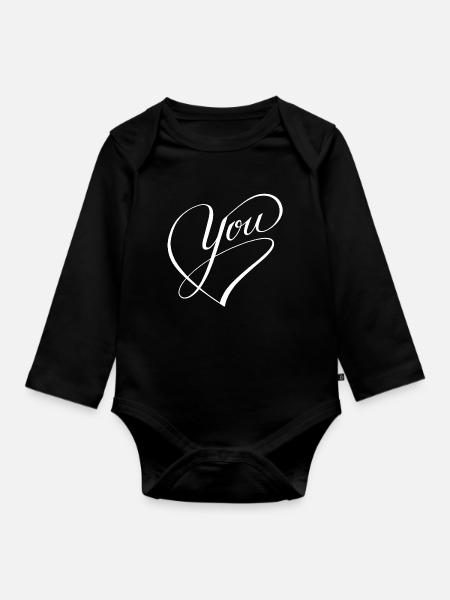 I love you heart I love you - Organic Longsleeve Baby Bodysuit - black