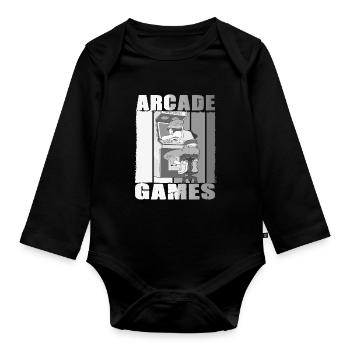 Retro Arcade Game Videospiel für Gamer - Baby Bio-Langarm-Body - Schwarz - Vorne