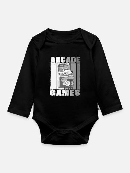 Retro Arcade Game Videospiel für Gamer - Baby Bio-Langarm-Body - Schwarz