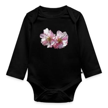 hübsche blumen fotos, japanische Kirschblüte - Baby Bio-Langarm-Body - Schwarz - Vorne