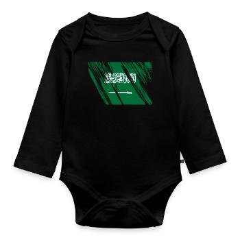 Saudi Arabia Flag - Organic Longsleeve Baby Bodysuit - black - Front