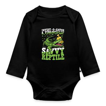 Invest-O-Gator A Financially Savvy Reptile - Baby Bio-Langarm-Body - Schwarz - Vorne