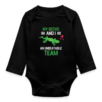 Mein Gecko und ich Exotisches Tier Geschenk Gecko - Baby Bio-Langarm-Body - Schwarz - Vorne