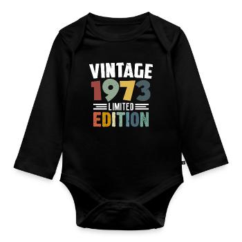 52ème Anniversaire Vintage 1973 Cadeau - Body Bébé bio manches longues - noir - Devant