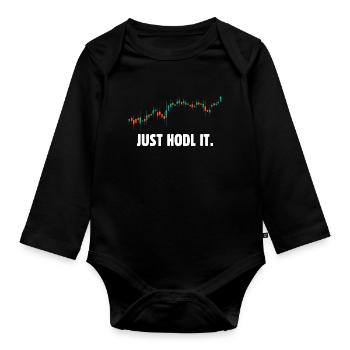 Just hold it bitcoin - Organic Longsleeve Baby Bodysuit - black - Front