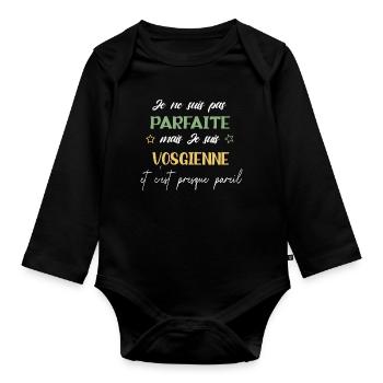 je ne suis pas parfait mais je suis vosgienne - Body Bébé bio manches longues - noir - Devant