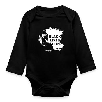 black lives matter - Body Bébé bio manches longues - noir - Devant