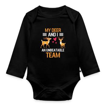 Meine Hirsche und ich Wald Tier Geschenk Hirsch - Baby Bio-Langarm-Body - Schwarz - Vorne
