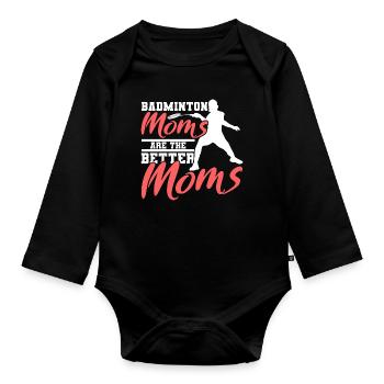 Badminton Mama - Baby Bio-Langarm-Body - Schwarz - Vorne