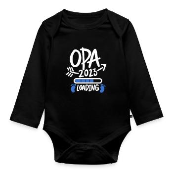 Opa 2023 loading - Opa werden - Bald Opa - Baby Bio-Langarm-Body - Schwarz - Vorne