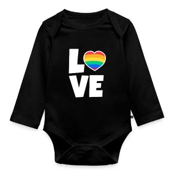 Valentine's day, Valentine's day, Valentine's day, - Organic Longsleeve Baby Bodysuit - black - Front