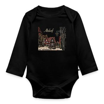 Altdorf near Nuremberg, half-timbered, Bavaria, drawing - Organic Longsleeve Baby Bodysuit - black - Front