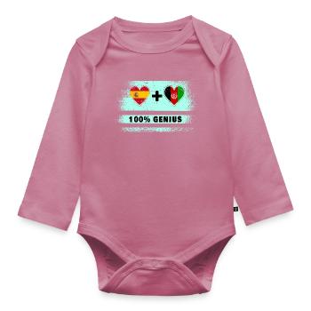 Spanien und Afghanistan Flagge 100% genial - Baby Bio-Langarm-Body - Mauve - Vorne