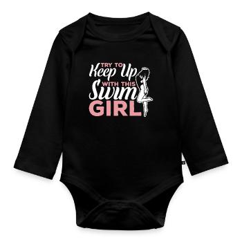 Schwimmerin - Baby Bio-Langarm-Body - Schwarz - Vorne