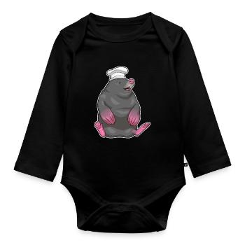 Mole Chef Chef Hat Cooking - Organic Longsleeve Baby Bodysuit - black - Front
