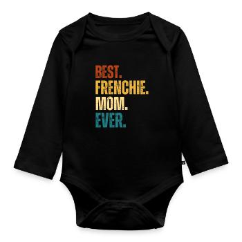 Beste Frenchie Mama Muttertag Hunde Bulldogge - Baby Bio-Langarm-Body - Schwarz - Vorne
