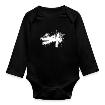 Einhorn Schwimmer - Baby Bio-Langarm-Body - Schwarz - Vorne