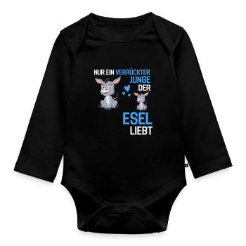 Bauernhof Tier Jungen Tierliebhaber Geschenk Esel - Baby Bio-Langarm-Body - Schwarz - Vorne
