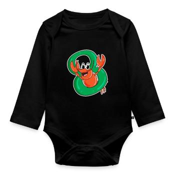8 Jahre alt - 8. Geburtstag mit Tier Motiv - Baby Bio-Langarm-Body - Schwarz - Vorne