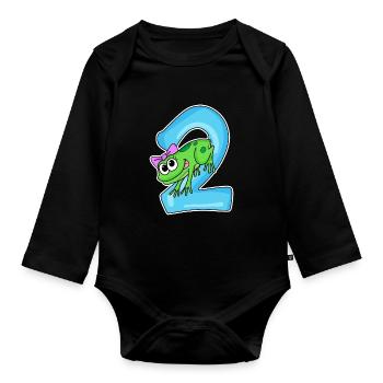 2 years old - 2nd birthday with animal motif - Organic Longsleeve Baby Bodysuit - black - Front