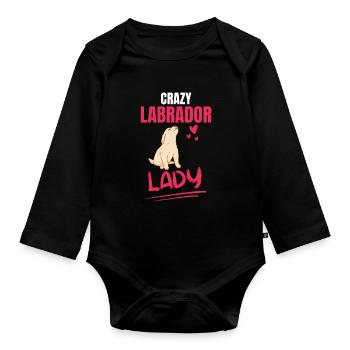 Verrückte Labrador Lady Hunde Geschenk Labrador - Baby Bio-Langarm-Body - Schwarz - Vorne