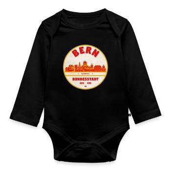 Bern Retro Stamp Federal City - Organic Longsleeve Baby Bodysuit - black - Front