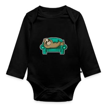 Paresseux paresseux - Body Bébé bio manches longues - noir - Devant