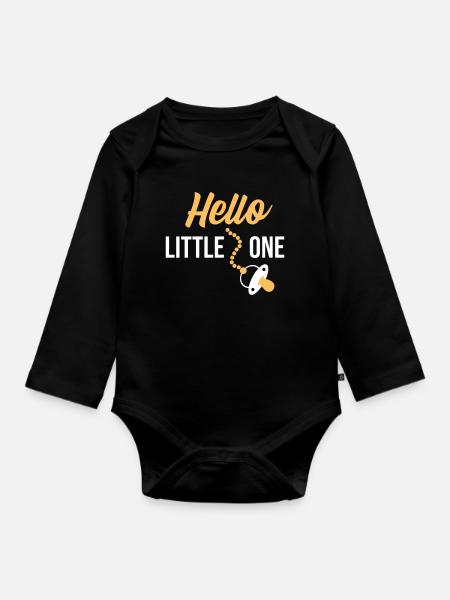 Hello Little One - Organic Longsleeve Baby Bodysuit - black