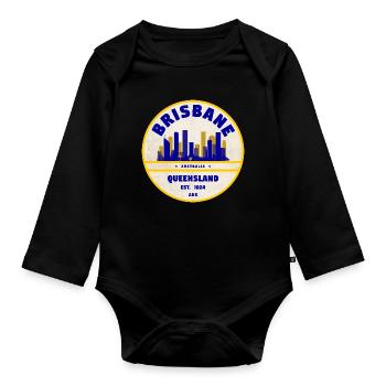 Brisbane Australia Skyline - Organic Longsleeve Baby Bodysuit - black - Front