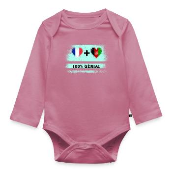 Flagge Frankreich und Afghanistan 100% genial - Baby Bio-Langarm-Body - Mauve - Vorne