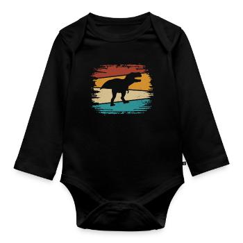T-Rex - Organic Longsleeve Baby Bodysuit - black - Front
