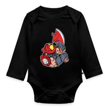 Feuerwehr Brandschutz Lebensretter Feuerwehrmann - Baby Bio-Langarm-Body - Schwarz - Vorne