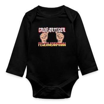 Feuerwehrmann Lebensretter Feuerwehr Statement - Baby Bio-Langarm-Body - Schwarz - Vorne