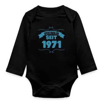 52. Geburtstag Geschenk Spektakulär seit 1971 - Baby Bio-Langarm-Body - Schwarz - Vorne