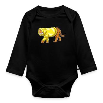 Sweat à capuche d’hiver Tigre - Body Bébé bio manches longues - noir - Devant