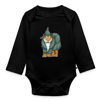 Tiger Halloween Wizard - Organic Longsleeve Baby Bodysuit - black - Front