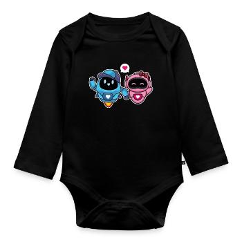Cute Lovers and Romantic Robots for Couple - Organic Longsleeve Baby Bodysuit - black - Front