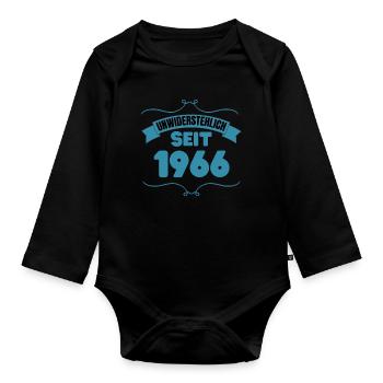 57. Geburtstag Geschenk Unwiderstehlich seit 1966 - Baby Bio-Langarm-Body - Schwarz - Vorne
