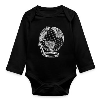 perfekter Globus Weiß Reise Erde - Baby Bio-Langarm-Body - Schwarz - Vorne