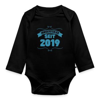 4. Geburtstag Geschenk Unwiderstehlich seit 2019 - Baby Bio-Langarm-Body - Schwarz - Vorne