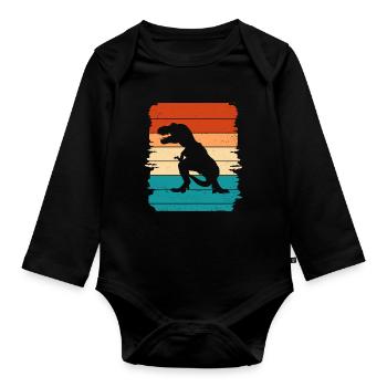 T-Rex - Organic Longsleeve Baby Bodysuit - black - Front