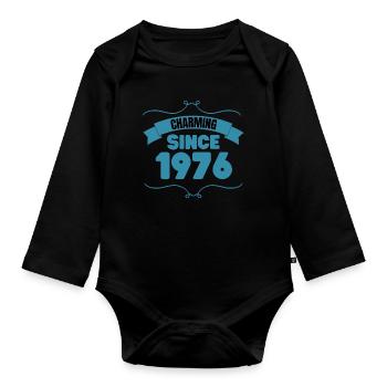 47. Geburtstags Party Geschenk Charmant seit 1976 - Baby Bio-Langarm-Body - Schwarz - Vorne