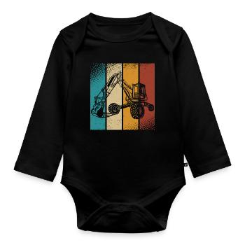 Bagger - Baby Bio-Langarm-Body - Schwarz - Vorne