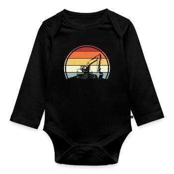 Bagger - Baby Bio-Langarm-Body - Schwarz - Vorne