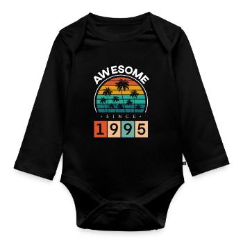 1995 Born Birthday Year of birth vintage - Organic Longsleeve Baby Bodysuit - black - Front